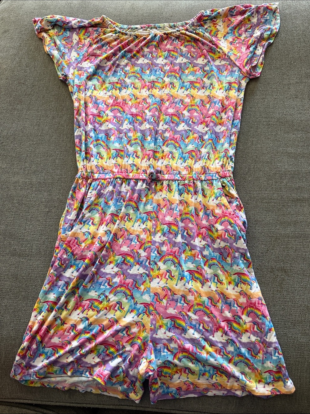 Girls' Lisa Frank Posh Peanut Short Sleeve Romper Dress - Multicolor